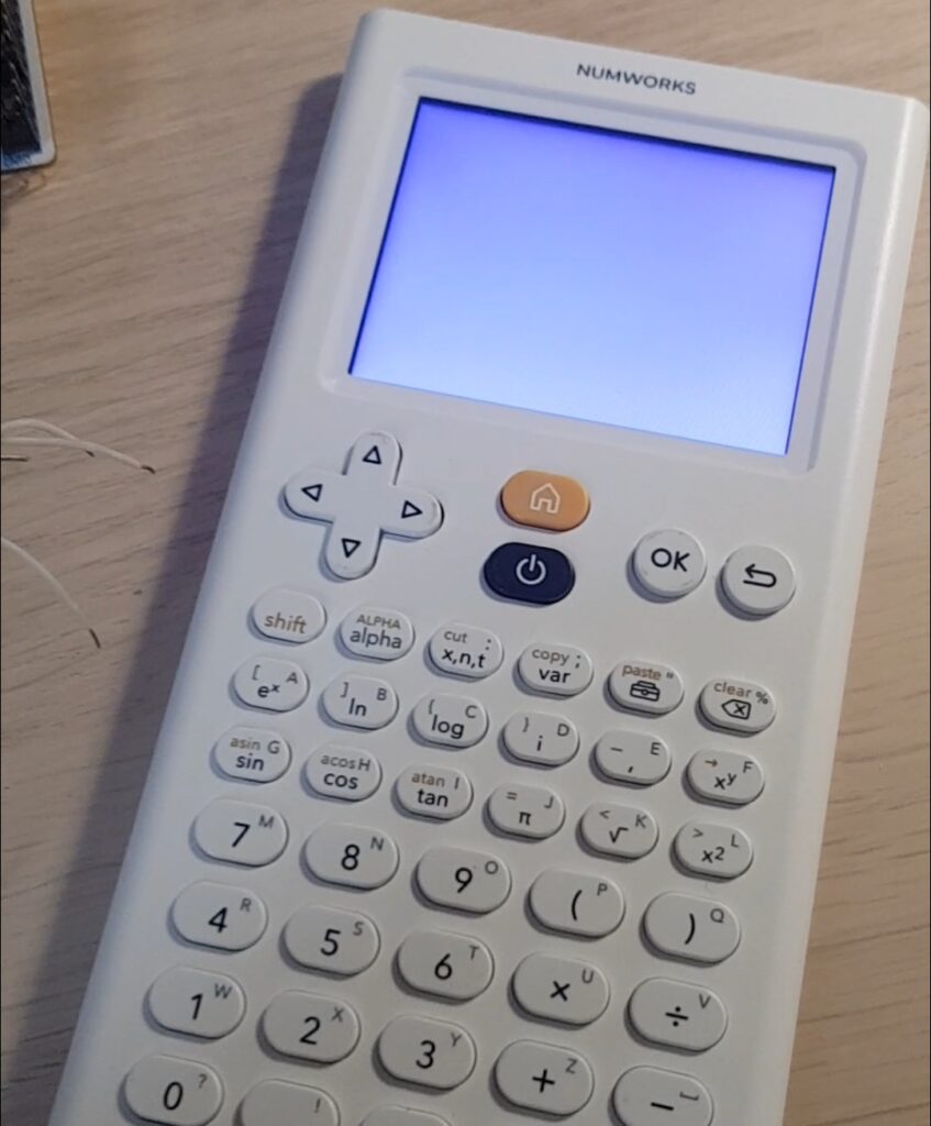 Image of the calculator with a purple screen